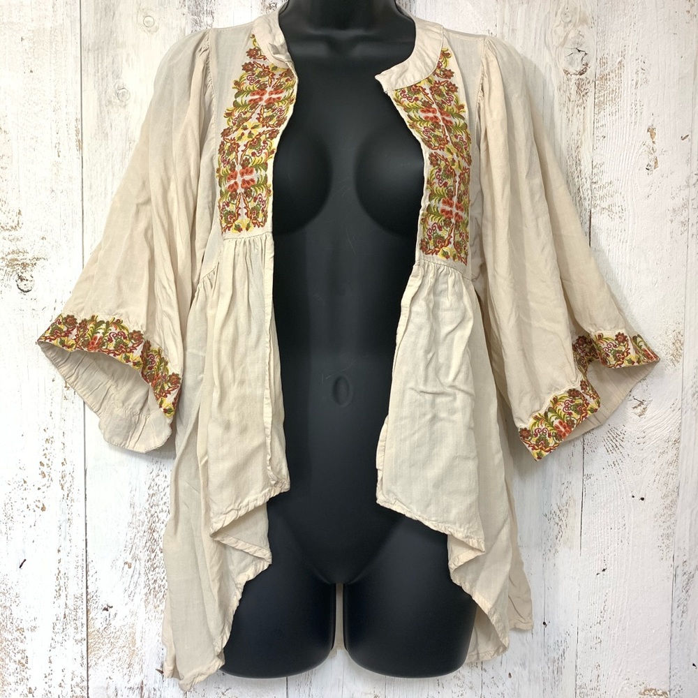 Chelsea &Violet Embroidered Open Front Boho Duster
